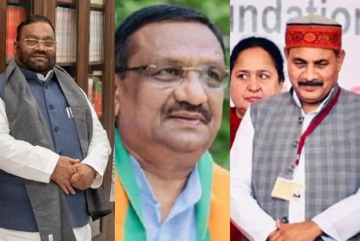 स्वामी प्रसाद मौर्य, धर्म सिंह सैनी और दारा सिंह चौहान।