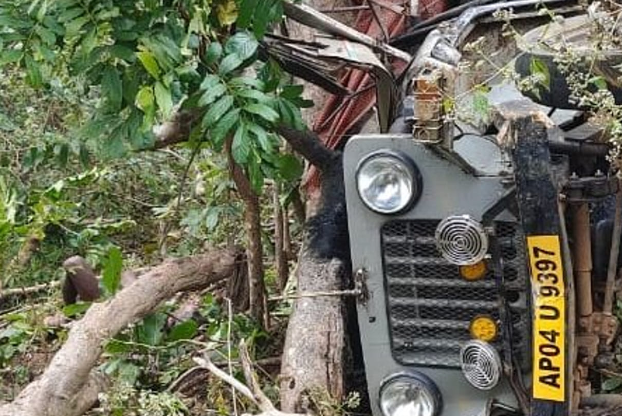 Two killed 8 injured after a jeep fell off into valley near Boduvalasa Ghat Road in Visakhapatnam rural agency
