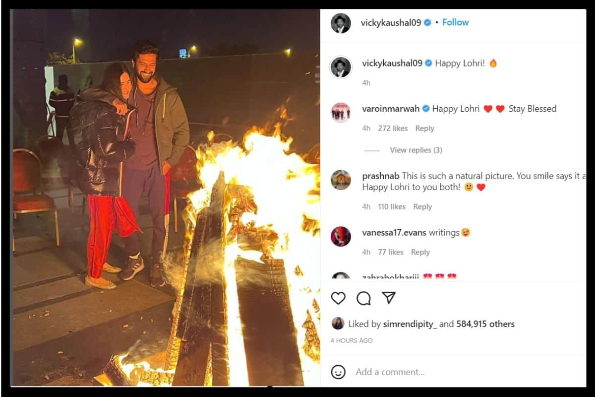 Vicky Kaushal and Katrina Kaif shared glimpses of their Lohri celebrations on Instagram. See the photos here.