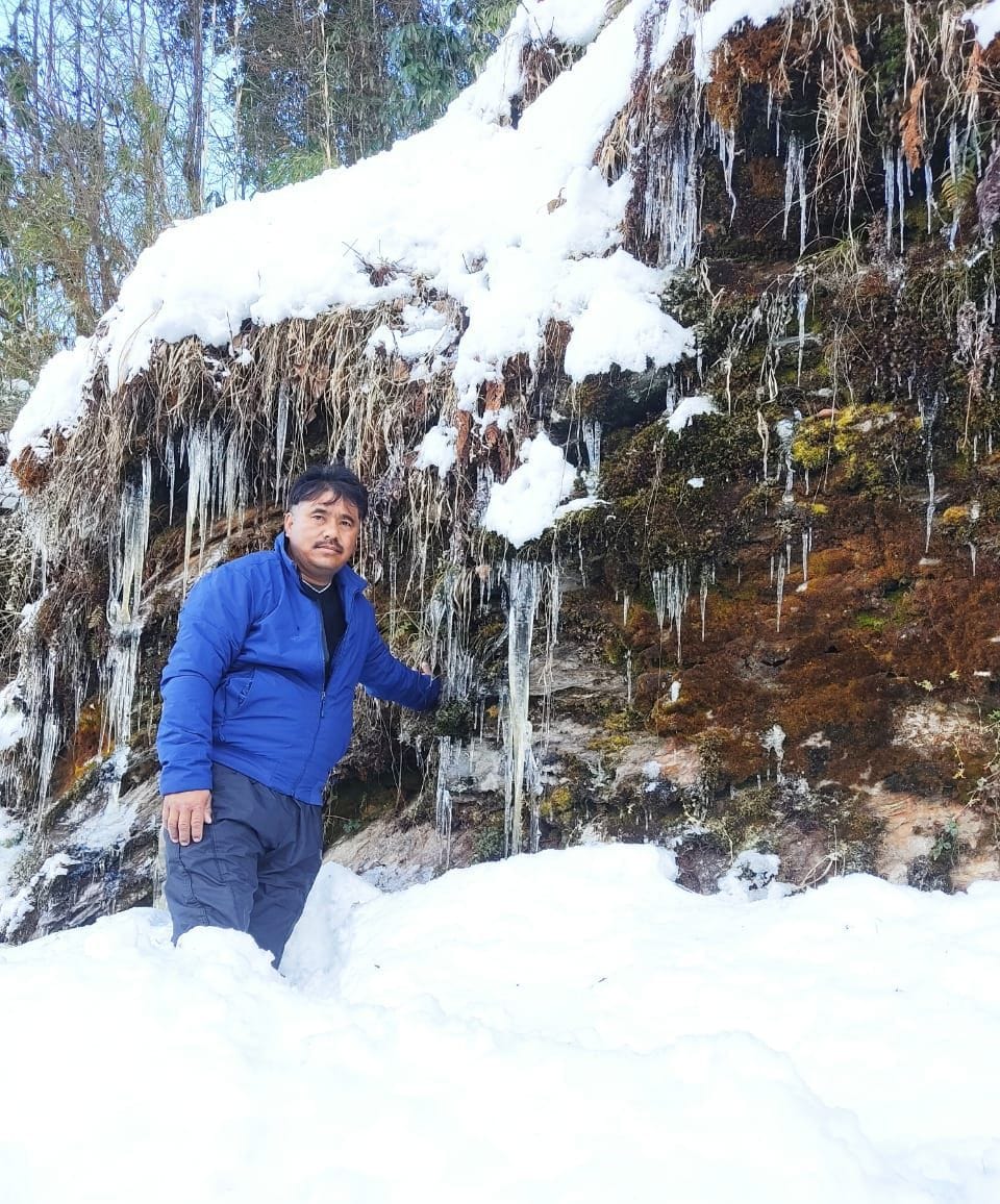 The water seeping from the mountains also accumulated due to severe cold.