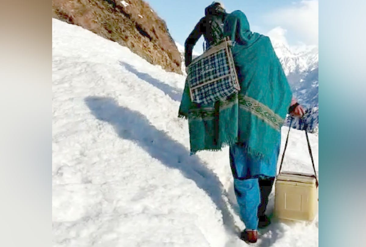 corona vaccination in chamba doctors health workers walk for six hours in snow in bharmour