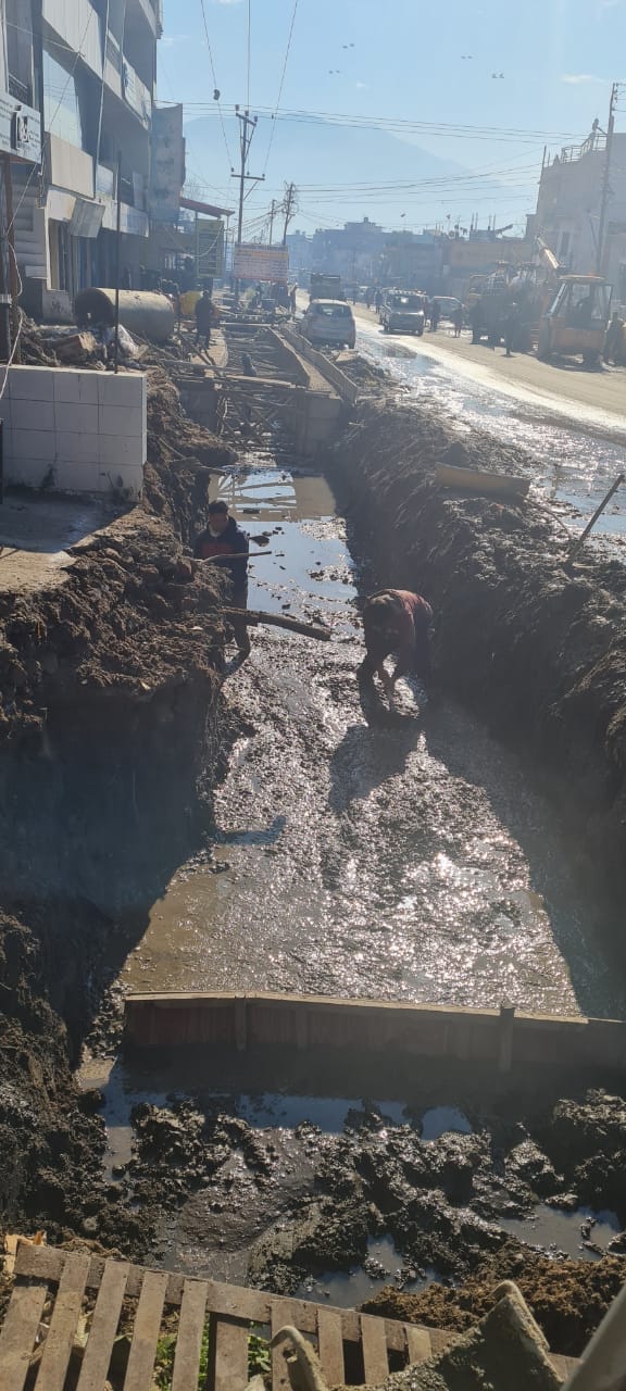 Construction of drains started in Nerchowk market