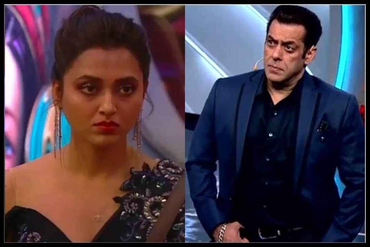 Tejasswi Prakash reacting angrily to Salman Khan and Rakhi Sawant teasing her boyfriend Karan Kundrra with Shamita Shetty.