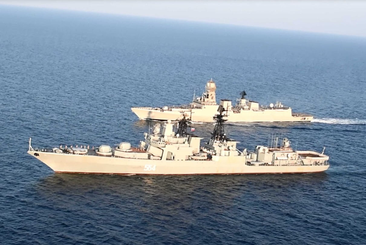 Indian Russian navies conduct passing exercise in Arabian Sea With INS Kochi