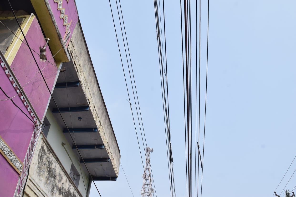 Electricity wires have passed over the residential premises and the school