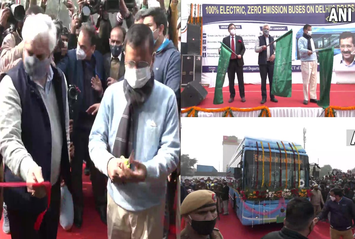 Delhi CM Arvind Kejriwal flags off electric bus as public transport in Delhi also reply to anil vij on blaming for corona