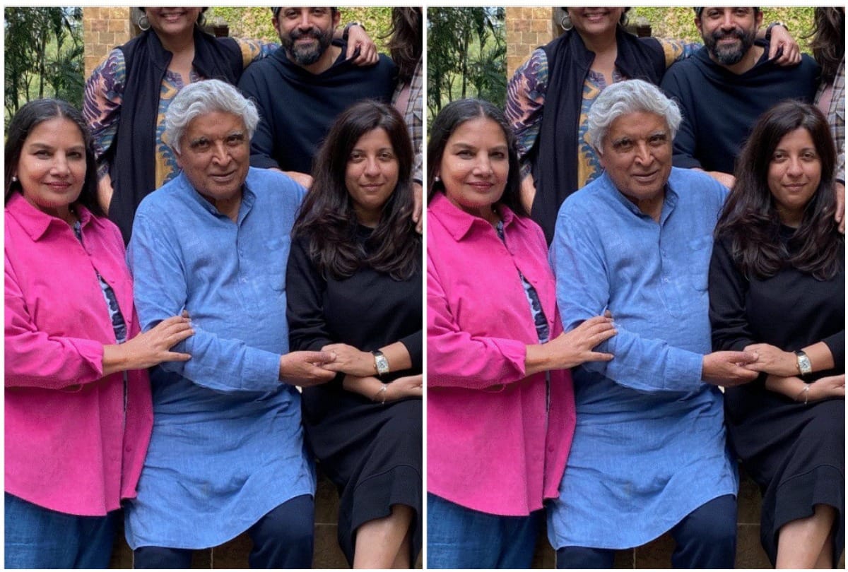 Shabana wishes Javed on birthday poses with his ex-wife Honey in family photo
