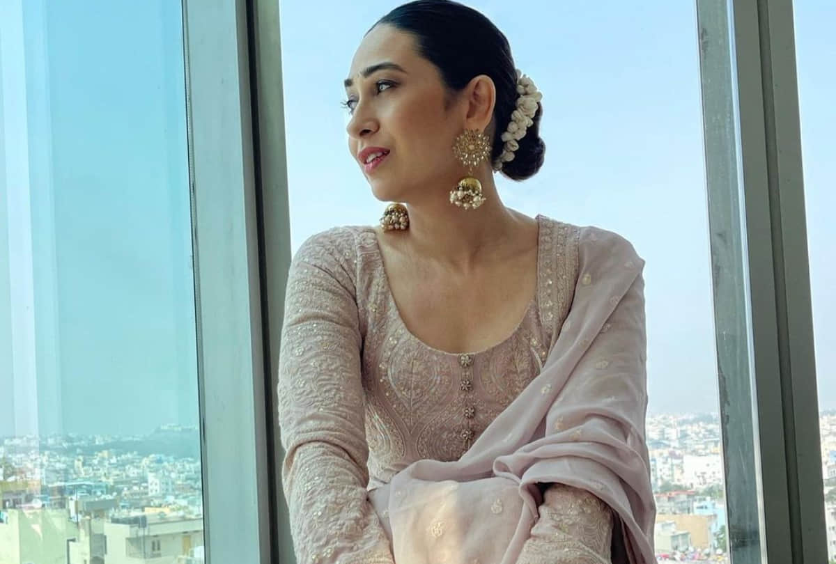 karisma kapoor sultry ethnic look in pink kurta