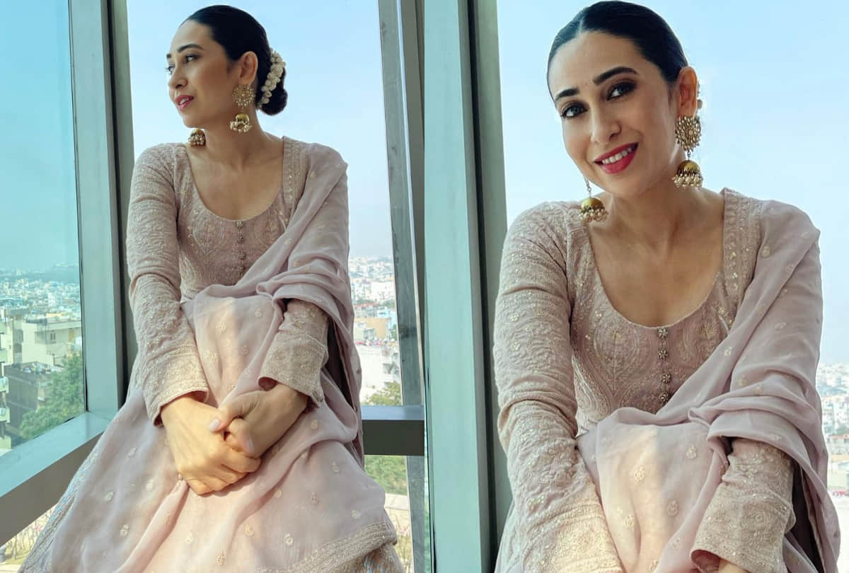 karisma kapoor sultry ethnic look in pink kurta