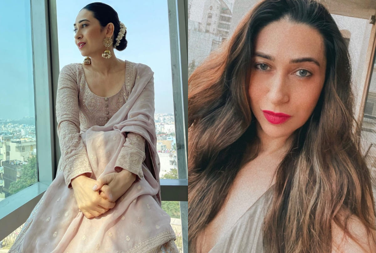 karisma kapoor stunning look in sheer black saree from sabysachi