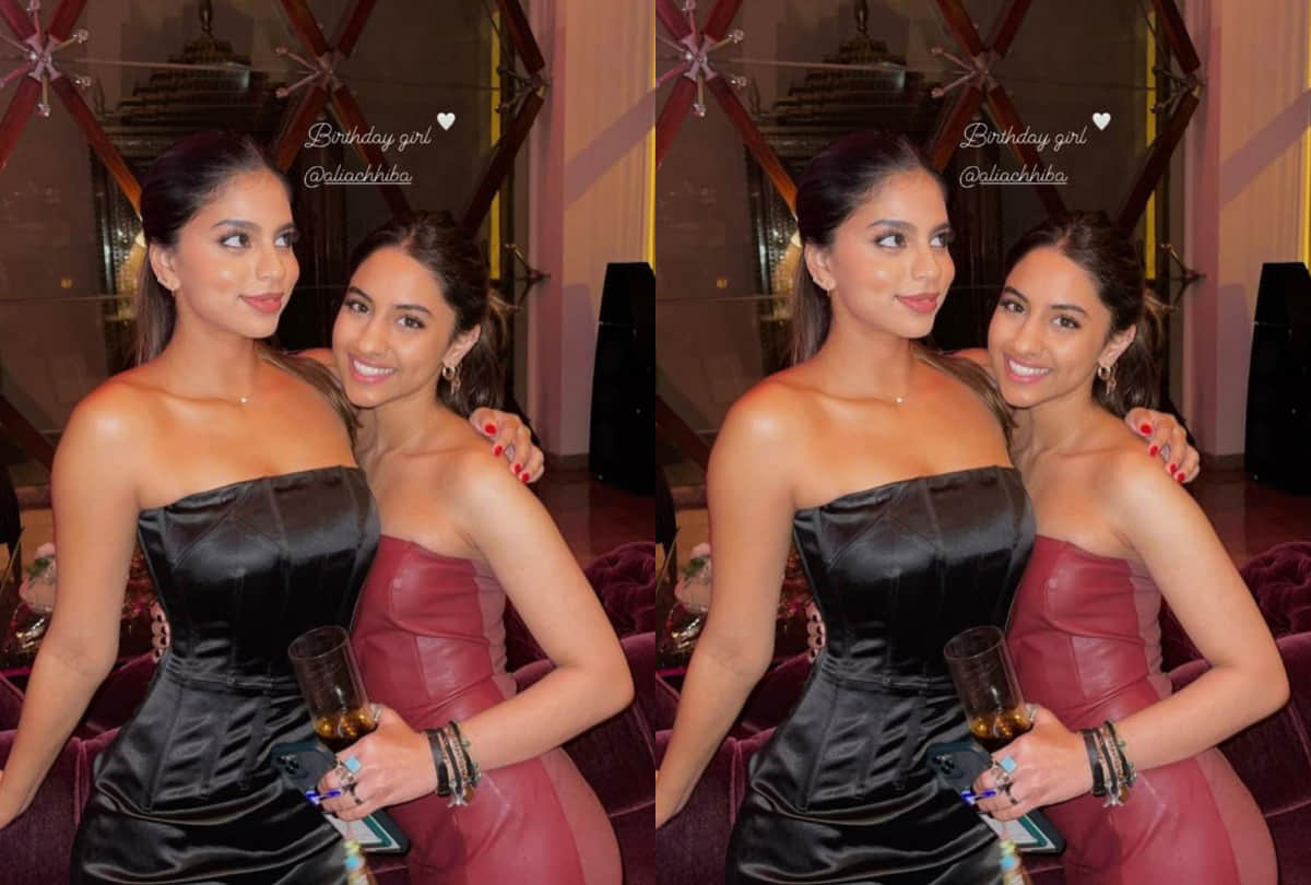 shahrukh khan daughter suhana khan bold look in black off shoulder dress wish her cousin