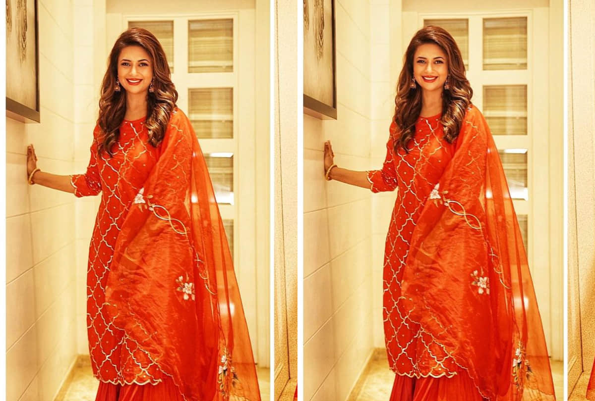 divyanka tripathi red kurta set perfect transition on reels