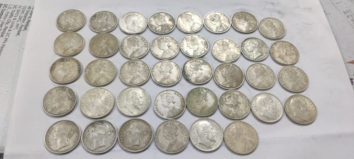 45 ancient coins found in excavation during the construction of the temple in Samalkha