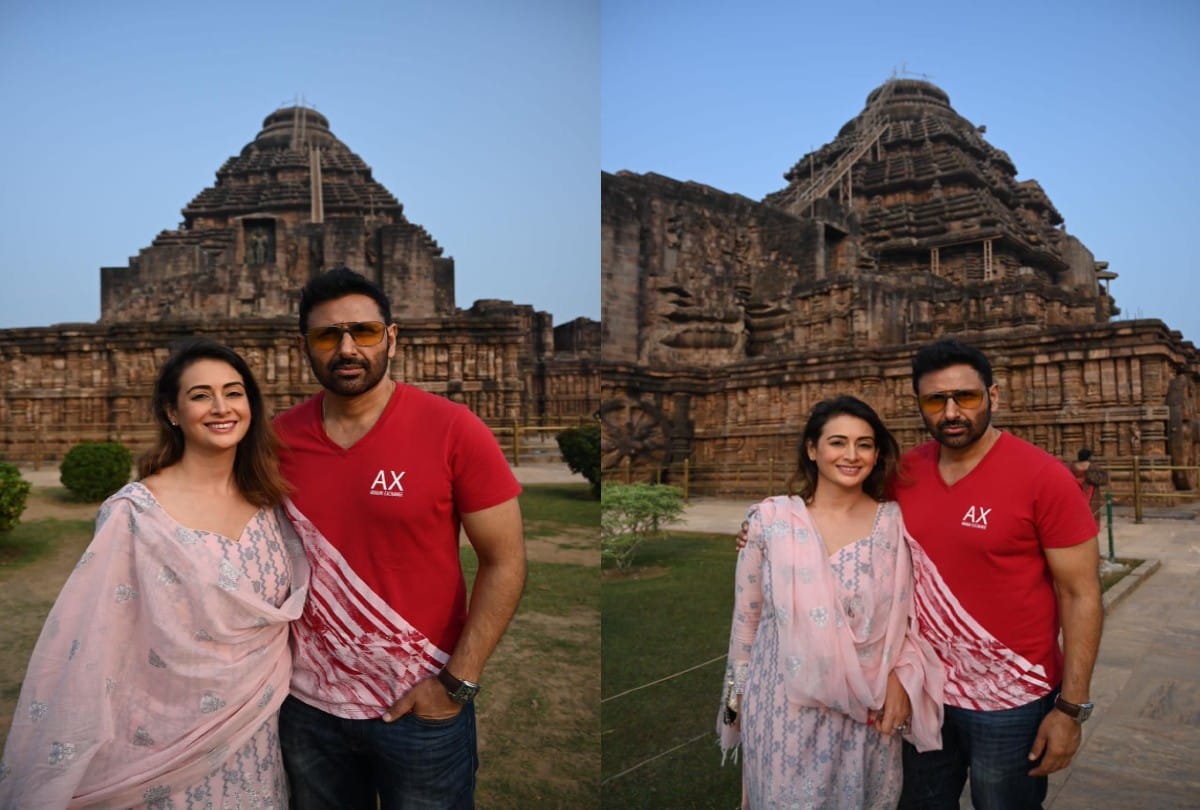 Actress Preeti Jhingyaani along with her husband Pravin Dabas reached the konark sun temple in Odisha.