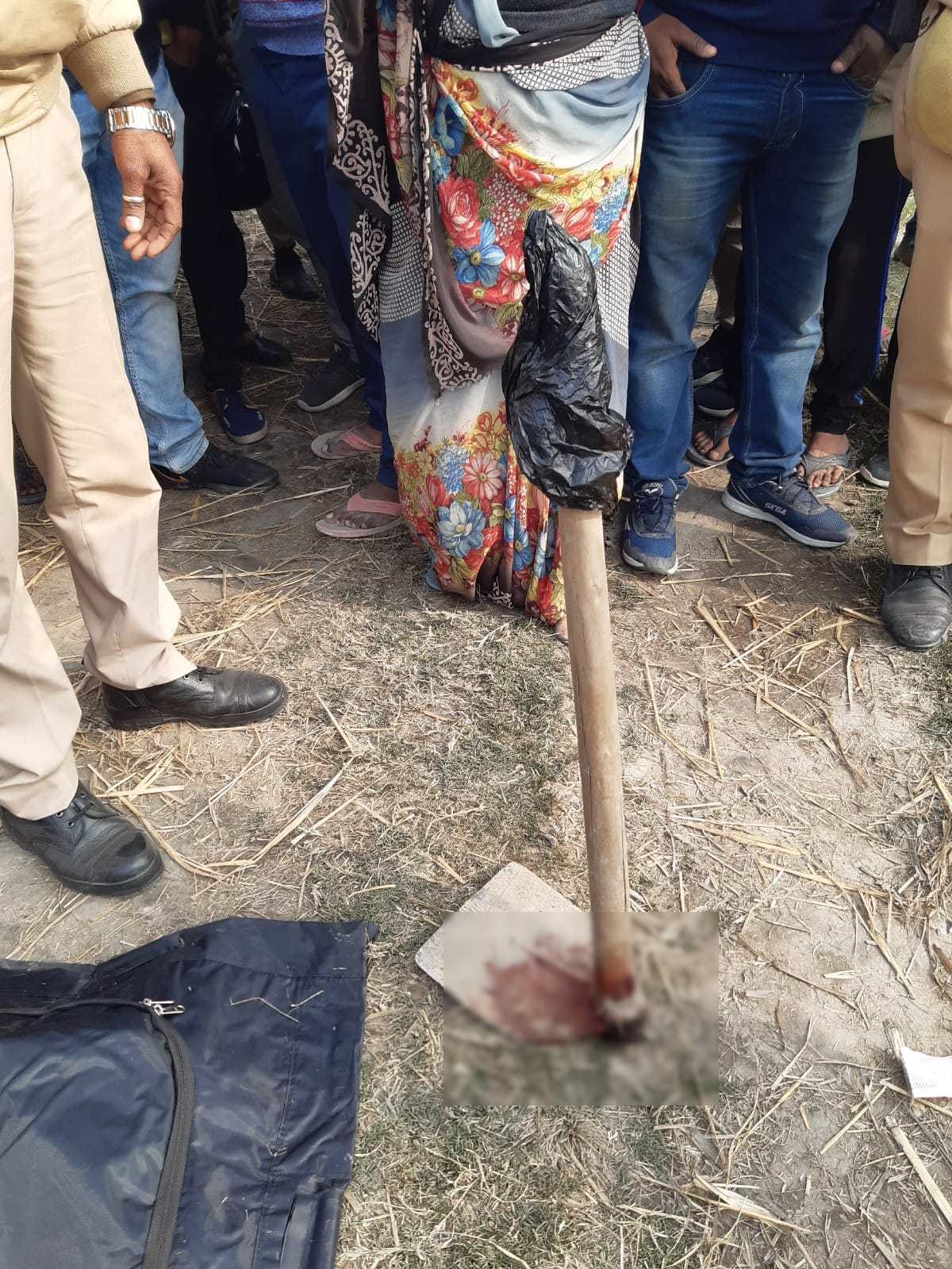 Husband murdered wife in front of daughter of her in-laws house stabbed her with shovel in mau