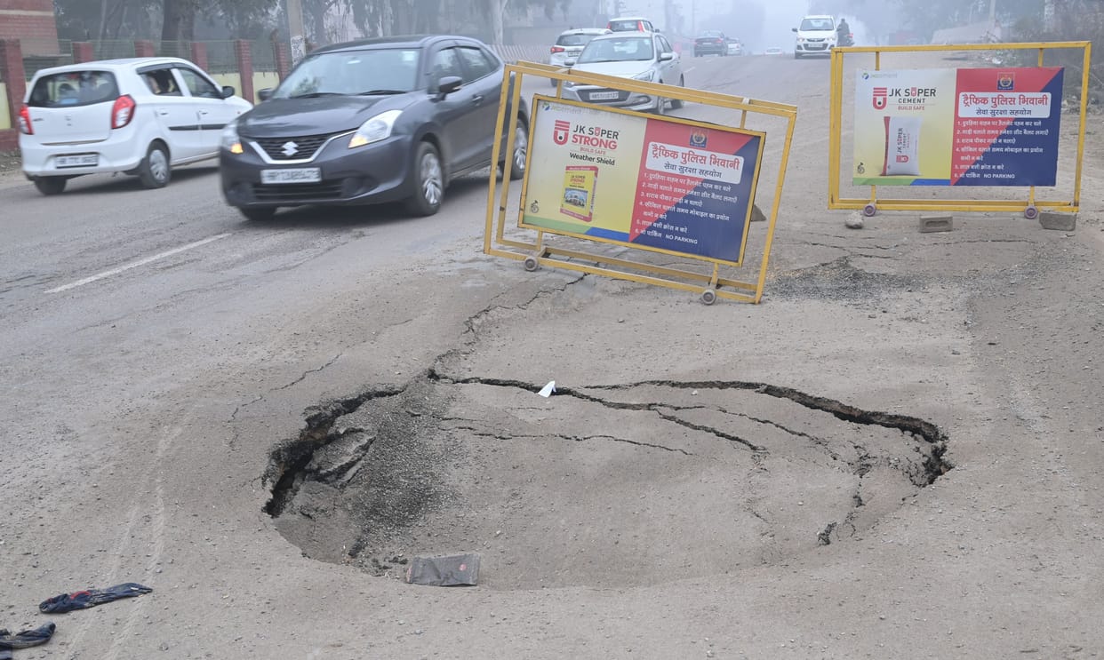 Goods worth crores, yet the city's four lanes and highways are in bad shape