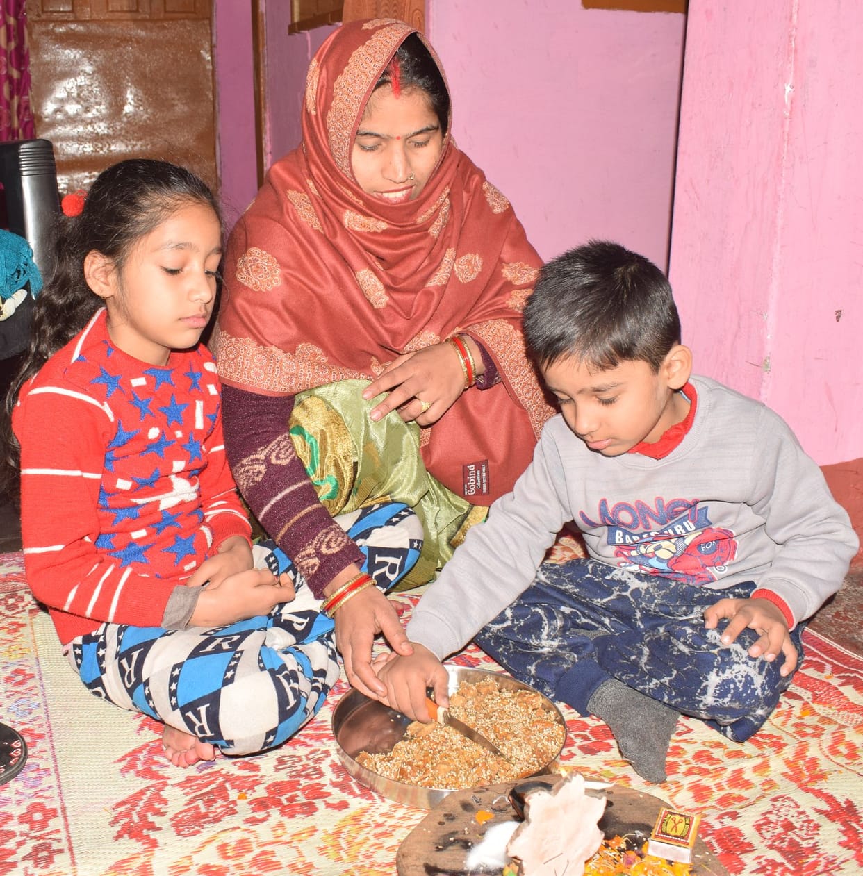 Making the shape of a goat from jaggery and sesame, cut it from the cow, heard stories