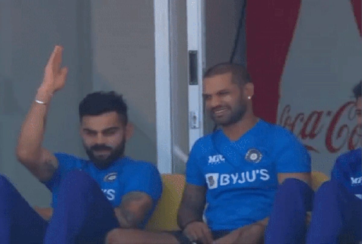 Virat Kohli Dance Video Virat Kohli danced in dressing room Despite the pressure Shikhar Dhawan fun mood watch video