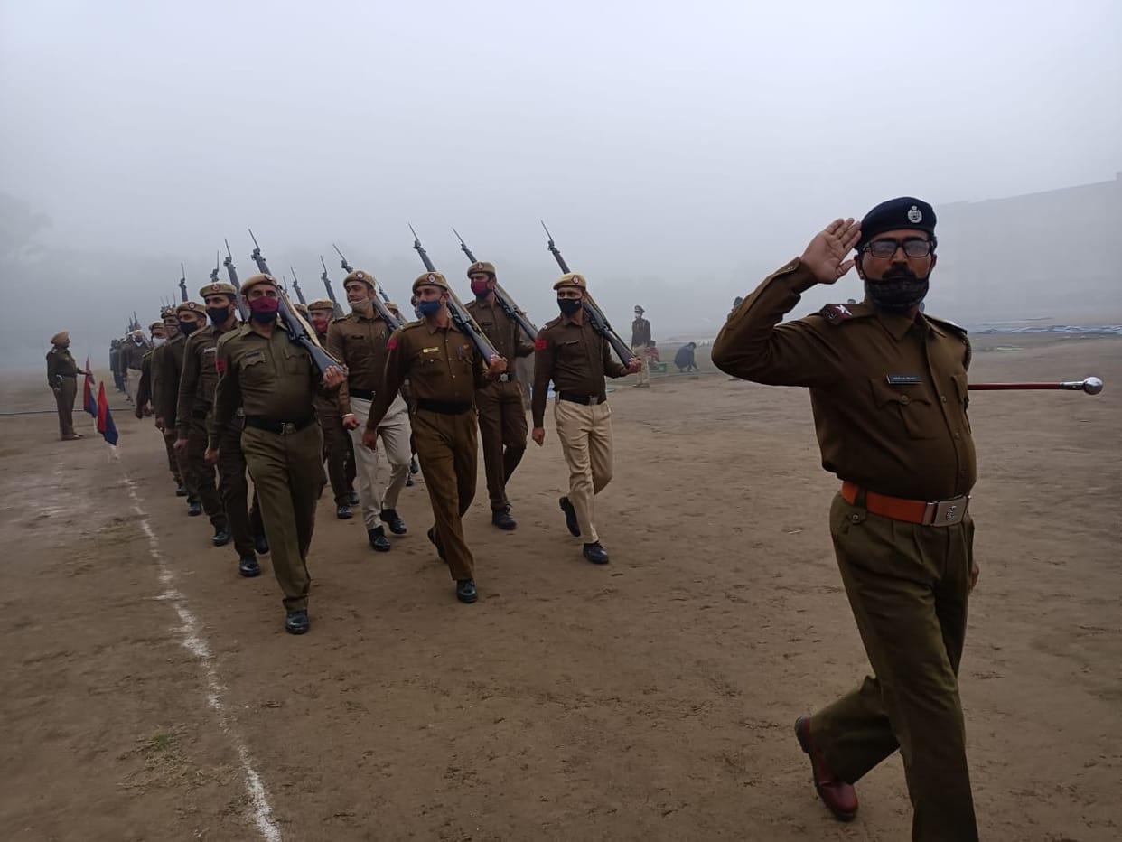Police personnel and students rehearsed