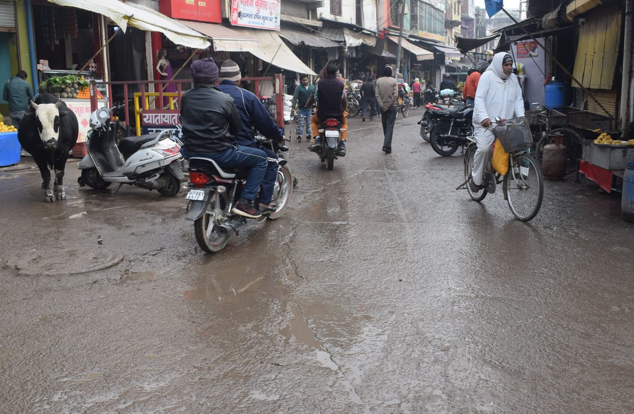 It rained all night across the district, cloudy during the day