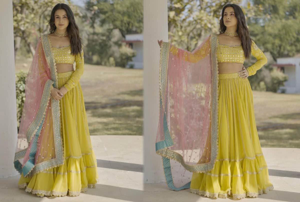 Shehnaaz Gill Yellow lehenga Gorgeous Look Photos Goes Viral