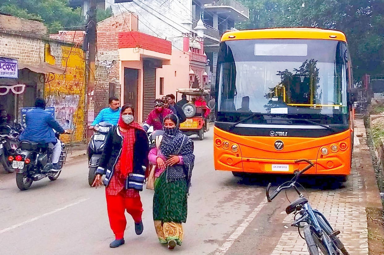 E Bus on road