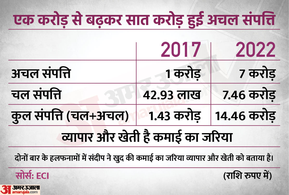 योगी कैबिनेट में मंत्री रहे संदीप सिंह का हलफनामा।