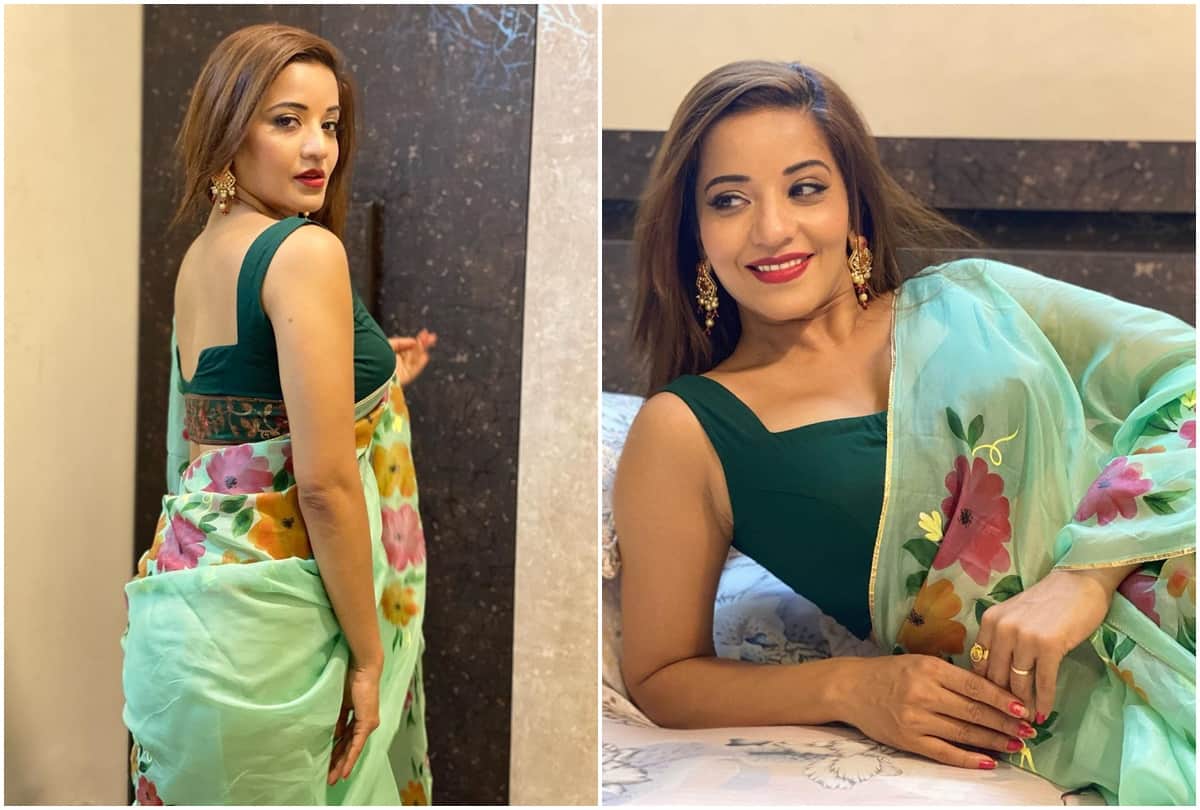 Bhojpuri: Monalisa shared beautiful pictures wearing a saree husband Vikrant Singh lost his heart after seeing the actress style