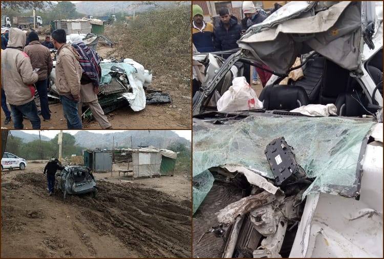Container collides with four vehicles in  Bhiwani of Haryana