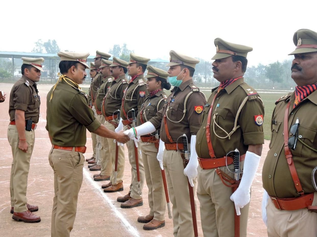 Parade rehearsal in police line
