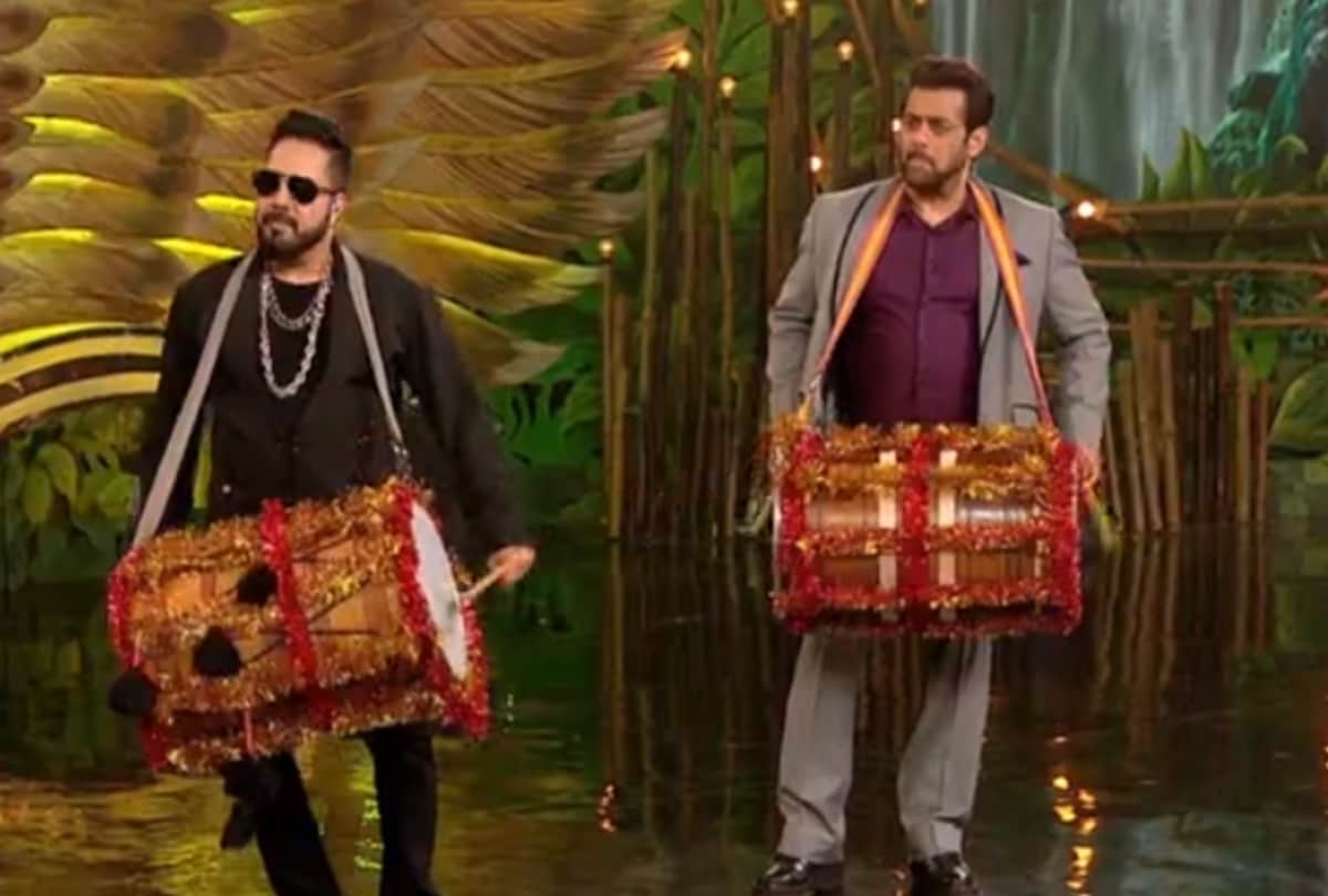 Bigg Boss 15 Salman Khan played dhol with Mika Singh and also did Bhangra