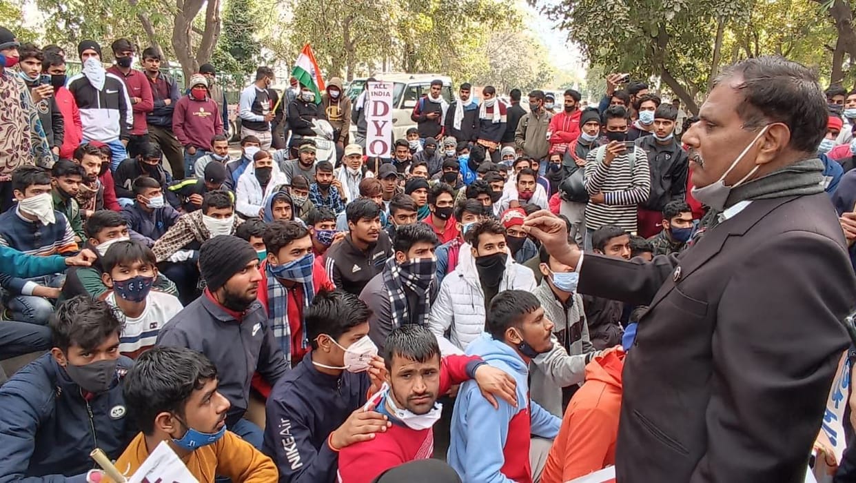 Army Recruitment: Demonstration in Mini Secretariat on demand of relaxation in age