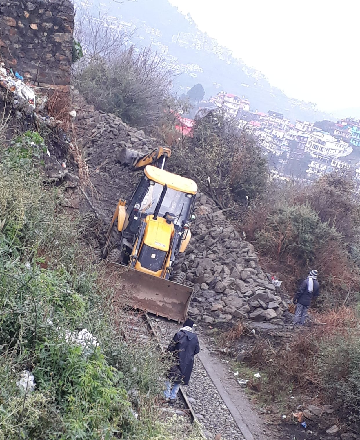 Heavy landslide on railway track for second day