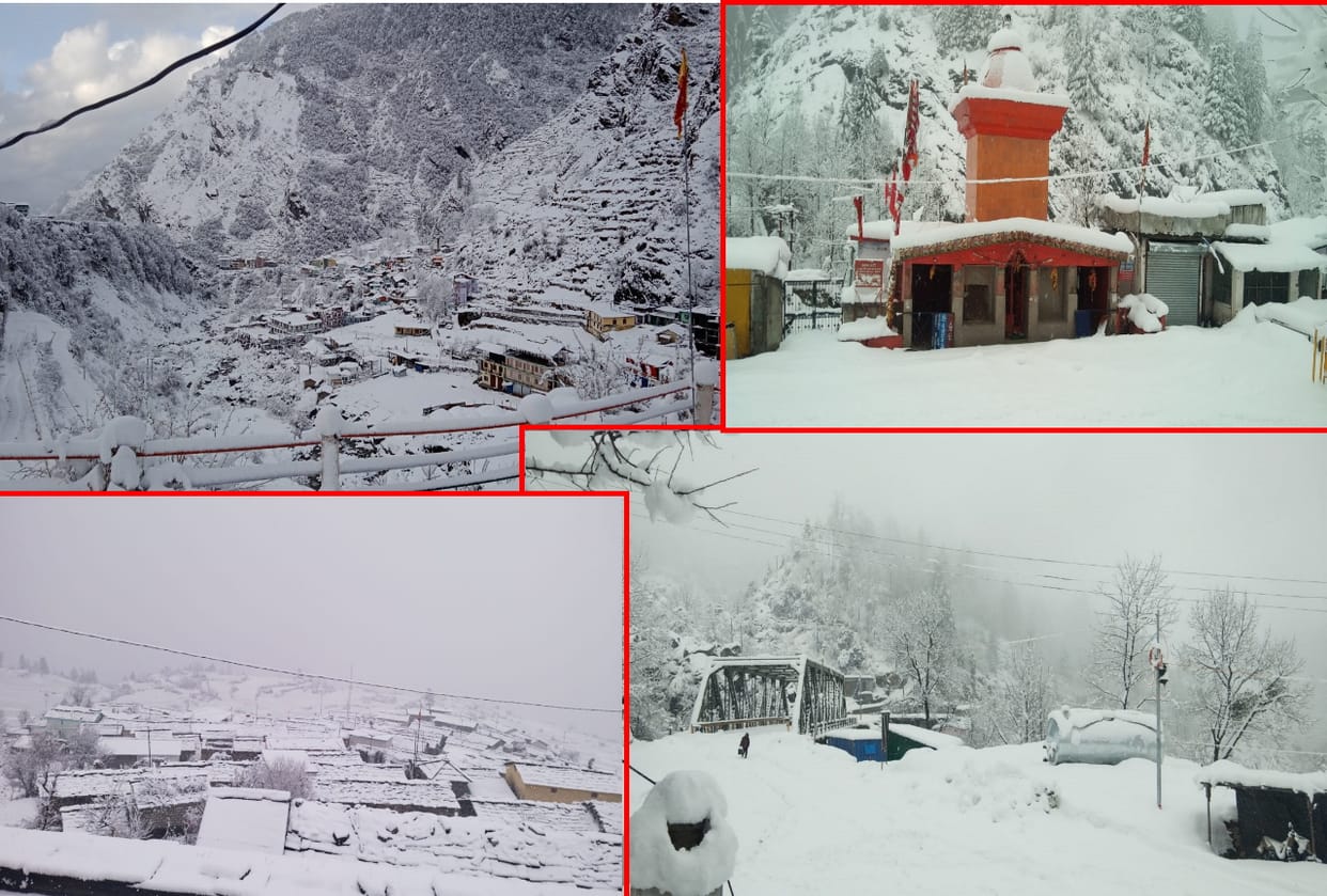 uttarakhand weather update: snowfall in hill station, see beautiful photos