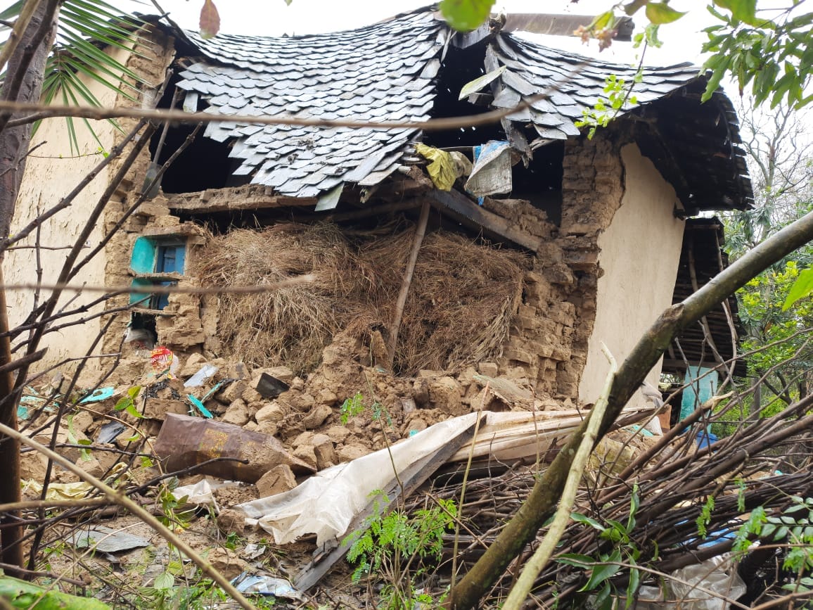 house demolish due to rain in jhalan