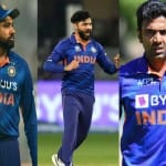 रोहित शर्मा, रविंद्र जडेजा और रविचंद्रन अश्विन