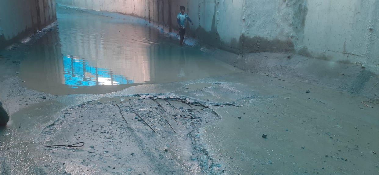 Water filled in underpass, trouble