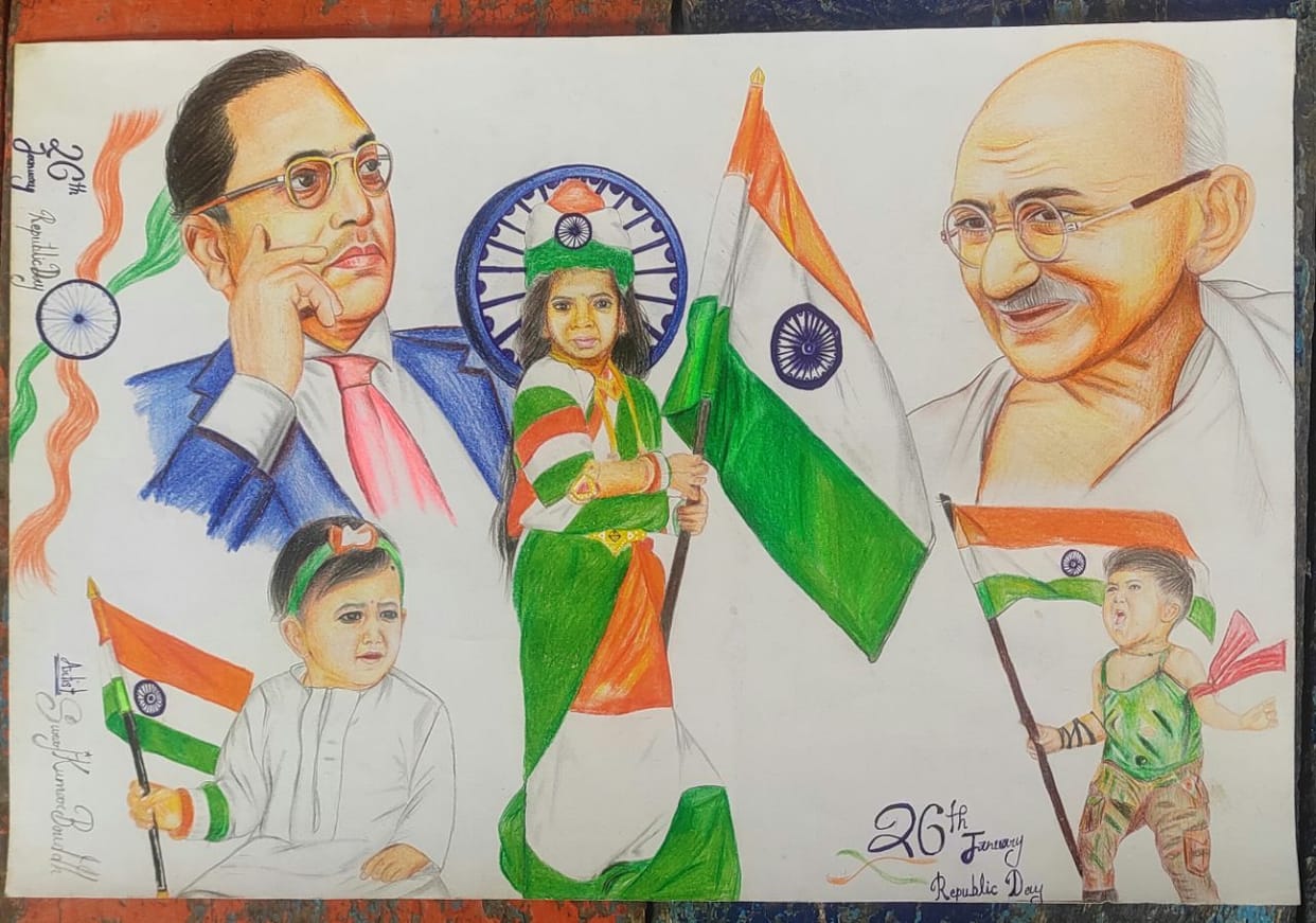 Sooraj painted a message of patriotism