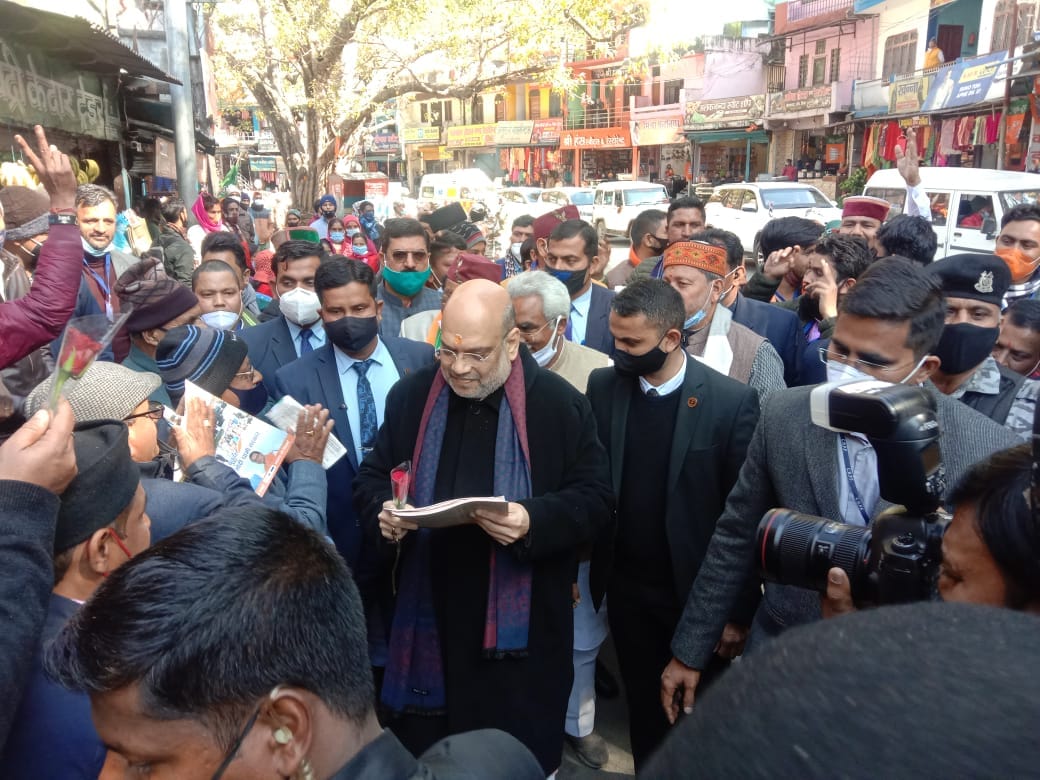 uttarakhand assembly election 2022: amit shah visit rudranath temple, and dose door to door campaign, photos