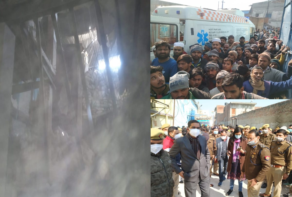 Bulandshahr pottery factory ceiling falls 6 labour trapped one died ndrf fail to reach till 3 hours sdm came after 2 nad half hour