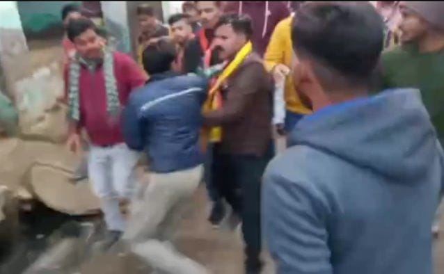 Protest against BJP candiate in Madrak