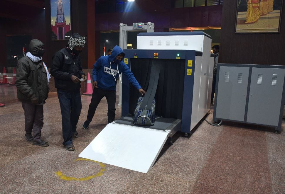 Security system strengthened at Banaras railway station Luggage scanner and door frame metal detector installed for  banned material