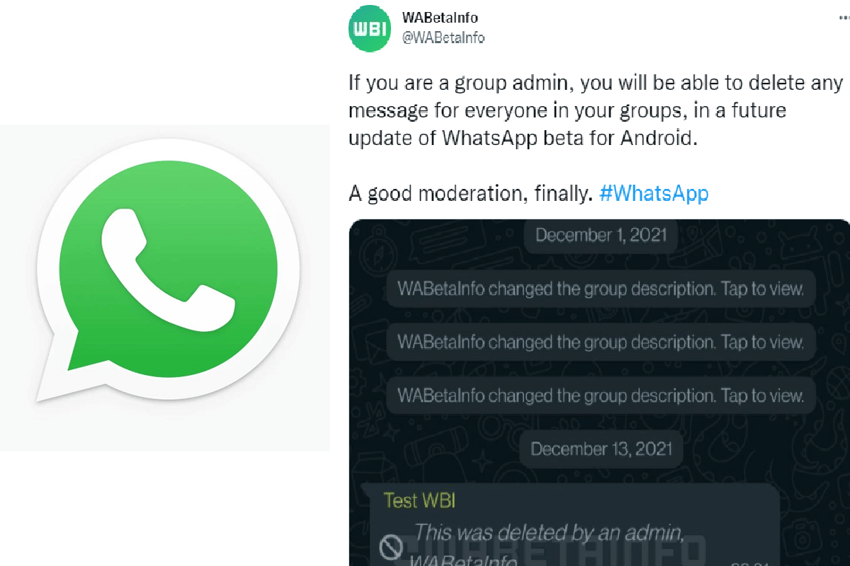 WhatsApp Moderation Feature allow Group Admins Delete Messages for All Users