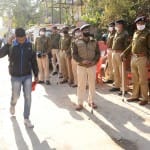 Prayagraj News :  छात्रों के बवाल के मद्देनजर छोटा बघाड़ा इलाके में तनात पुलिस फोर्स।
