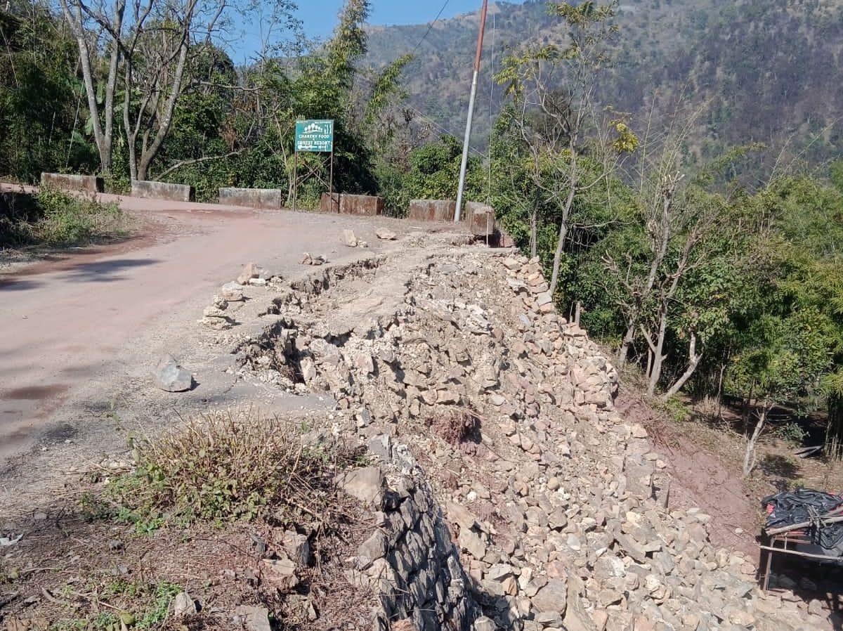 The buttress built a month ago collapsed
