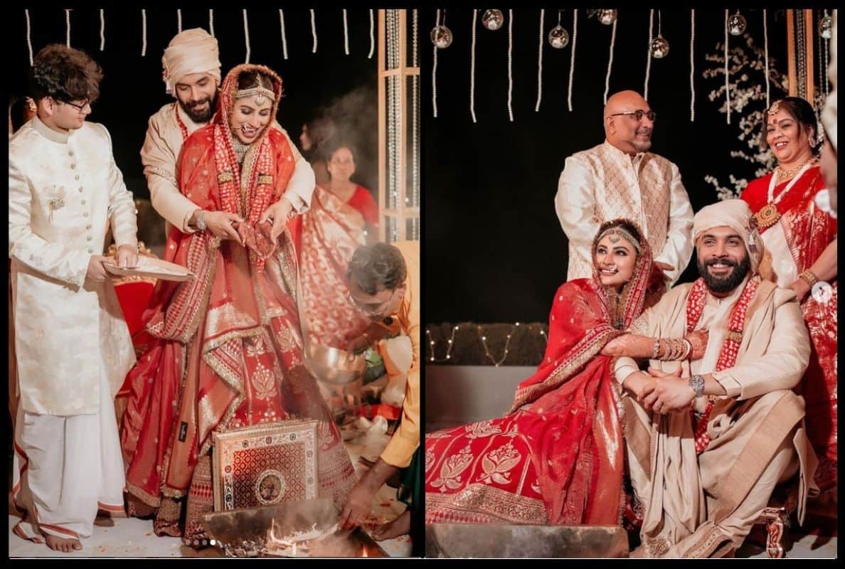 Mouni Roy and Suraj Nambiar apparently hosted a pool party for their friends post their wedding