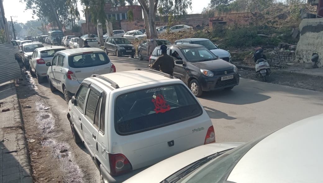 There is a jam in the city, traffic police kept challaning two wheeler drivers