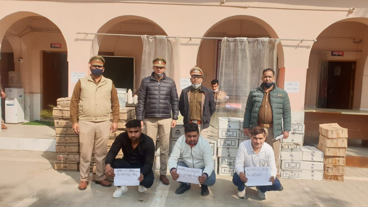 110 boxes of liquor brought for consumption in elections, three arrested