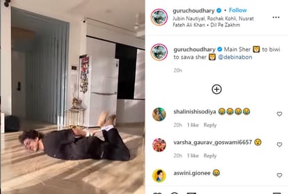 Gurmeet Choudhary shares mustache video of wife Debina actress ties her legs and hands