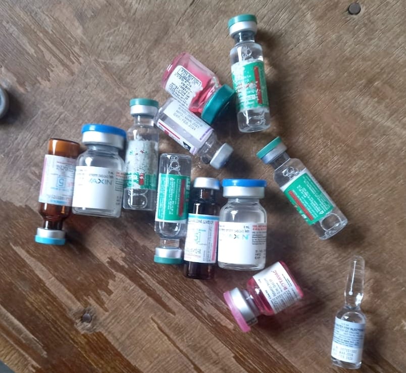 Vaccine vial found lying on the road